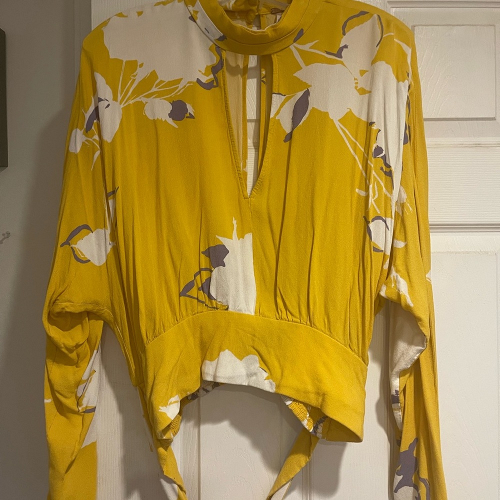 Free People Yellow Floral Blouse